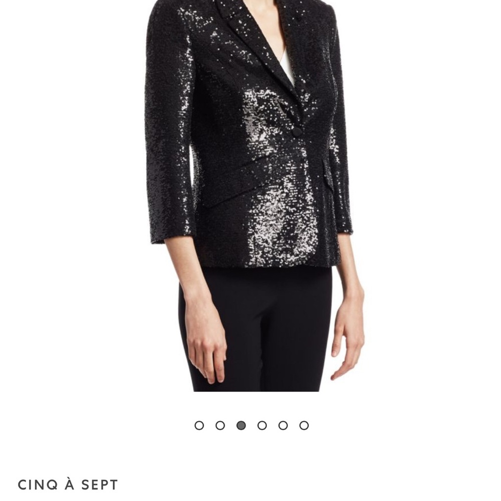 Cinq à Sept Sparkling Black Sequin Blazer Jacket